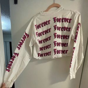 Cropped sweater top with wording